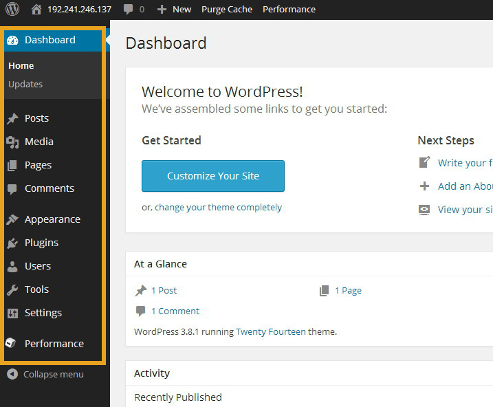 Exploring WordPress Dashboard